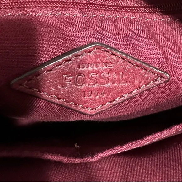 Fossil Deep Burgundy Leather Satchel Handbag - Picture 6 of 7